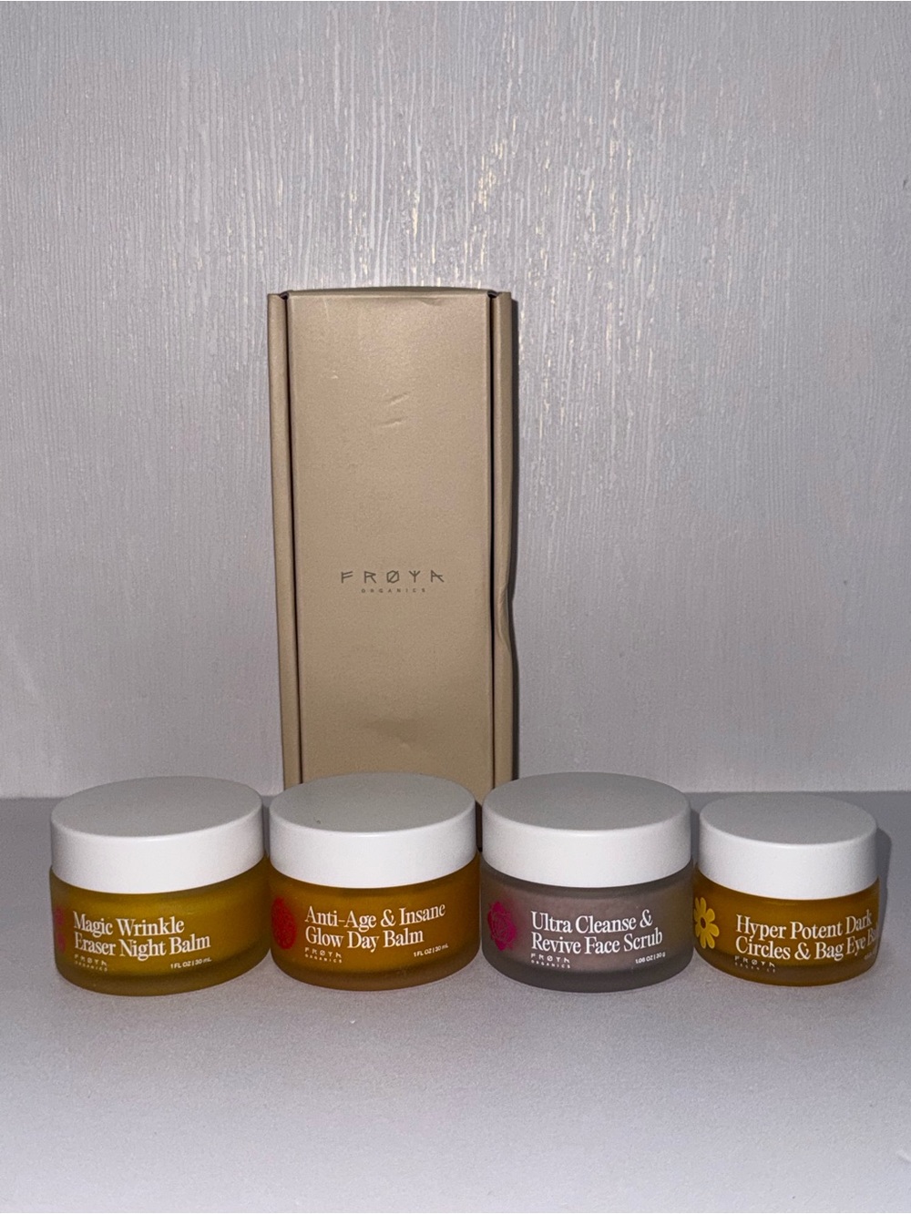 Froya Organics Mature Skin System Kit 4pc Day Night Balm Scrub Eye Cream